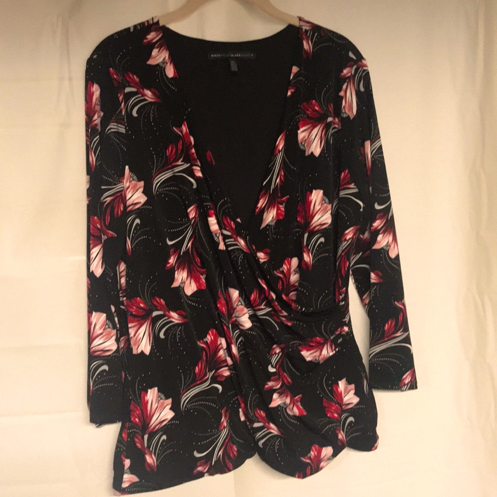 WHBM Floral Wrap Style Top